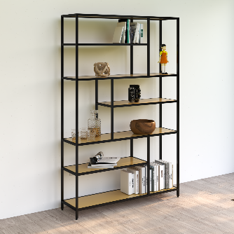 Librero Metal y Madera Industrial Mod. Roga 190x120x33cm Mobiliario alcazarmuebles.com