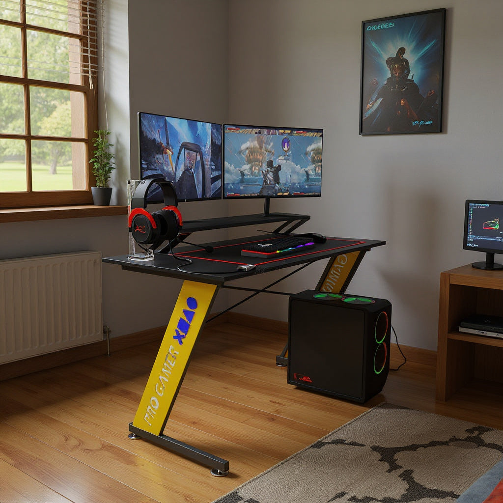 Escritorio Gamer con Luces LED 1.2 x .6 x .75 mts ¡3 Colores!