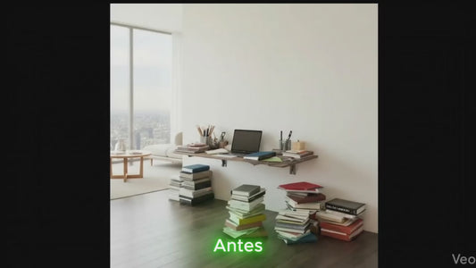 Combo:  Escritorio, Librero y silla Tapizada. Set de madera sólida modelo Santy