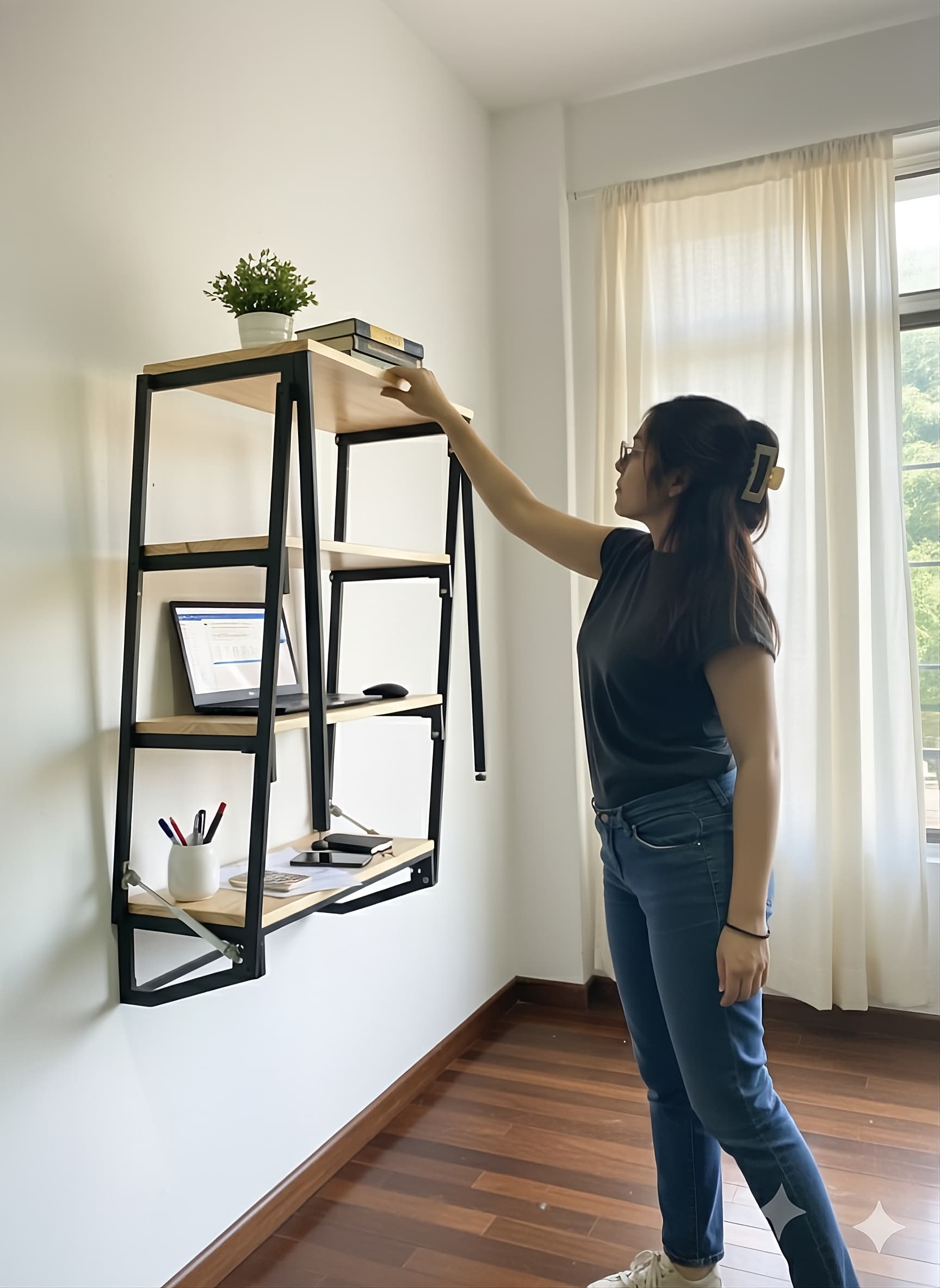 Librero-Escritorio Metal Plegable Estilo Industrial