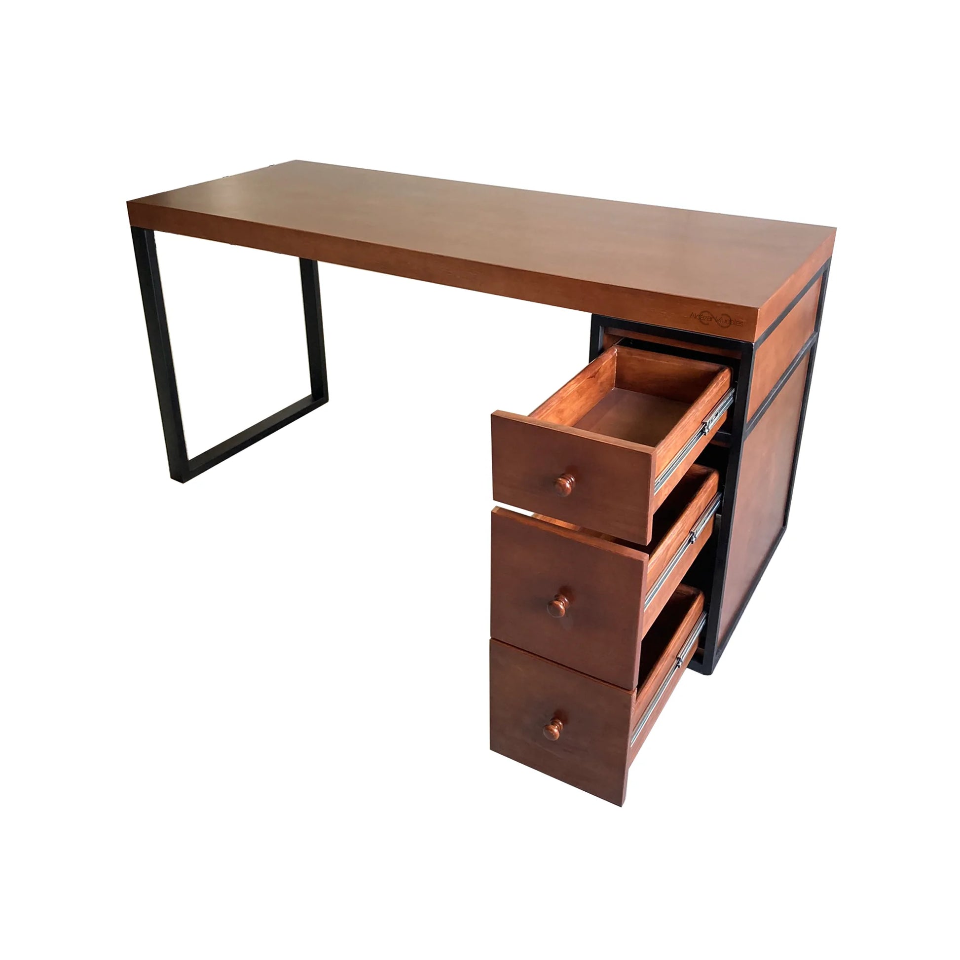 Escritorio Homeoffice 180 cm 3 cajones madera y metal Alcazarmuebles.com
