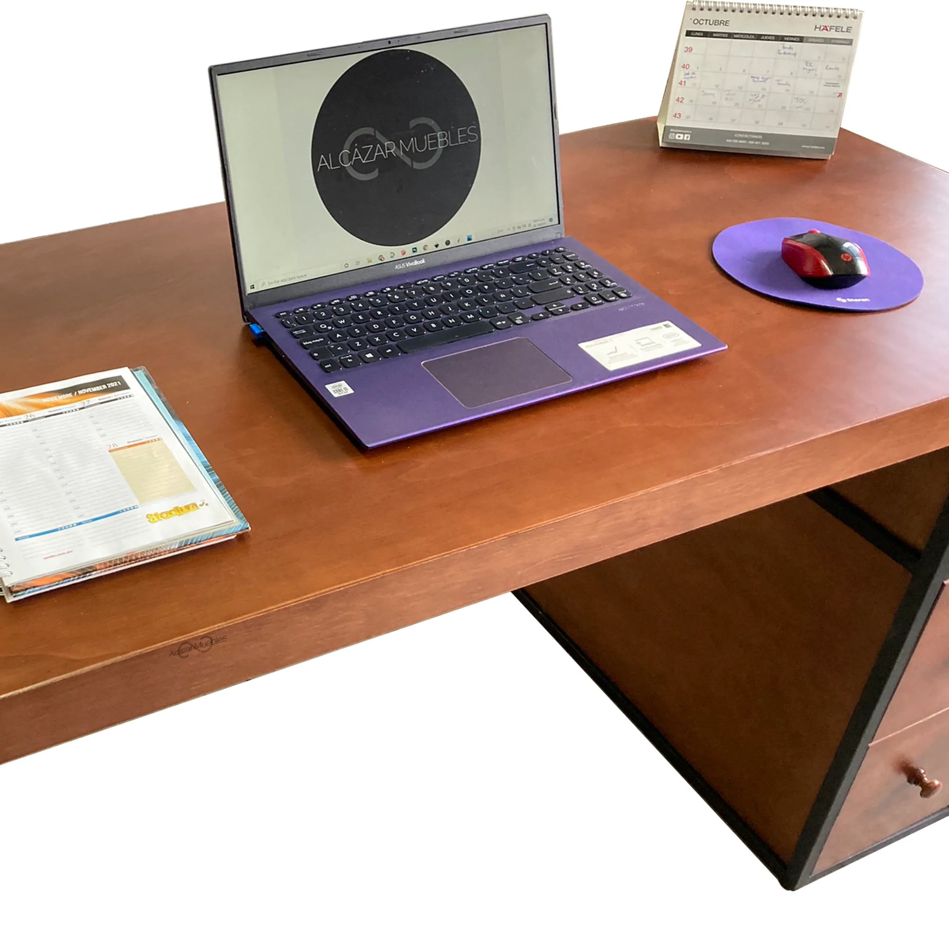 Escritorio Homeoffice 180 cm 3 cajones madera y metal Alcazarmuebles.com