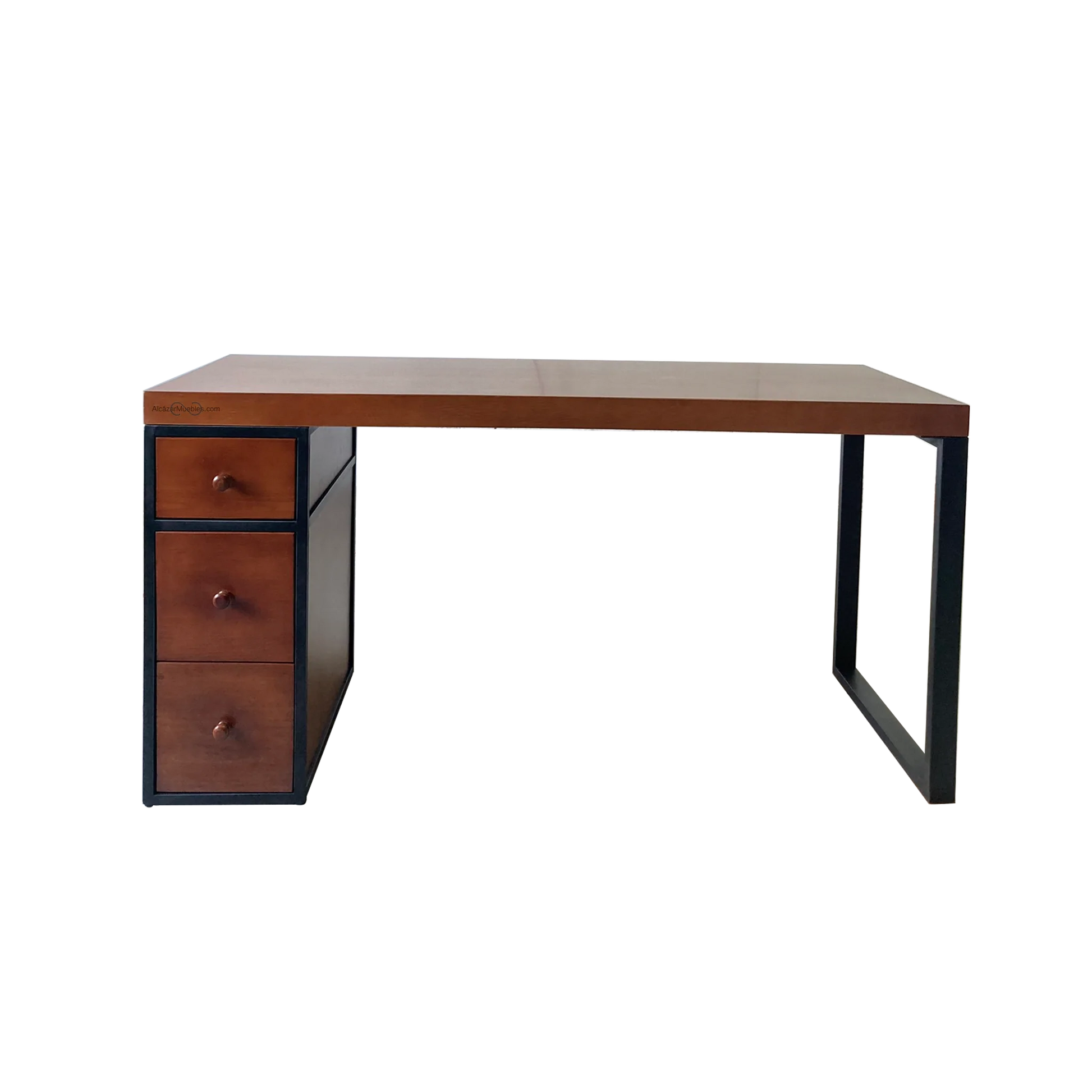 Escritorio Homeoffice 180 cm 3 cajones madera y metal Alcazarmuebles.com