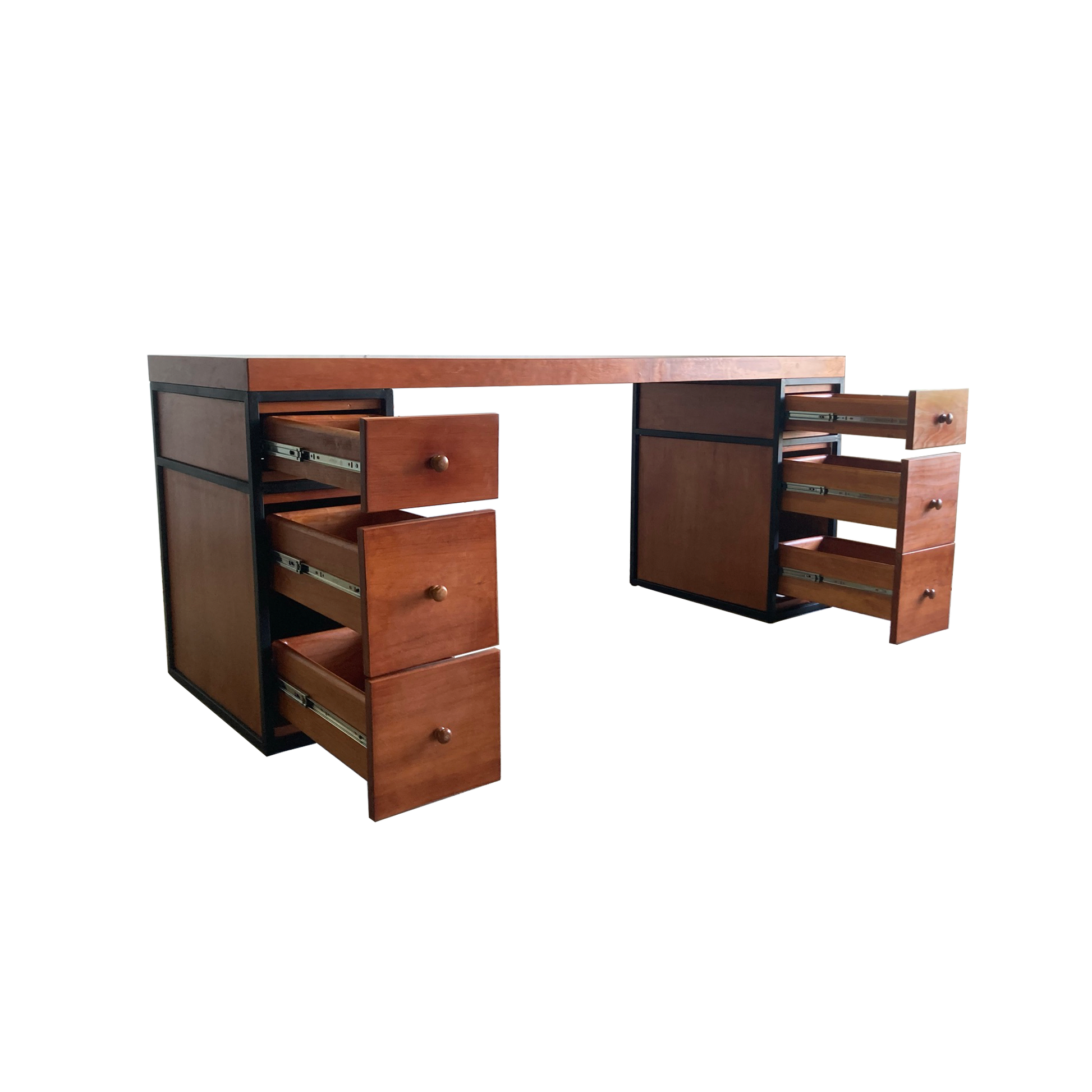 Escritorio Home Office 180 cm. 6 Cajones Madera y Metal Alcazarmuebles.com