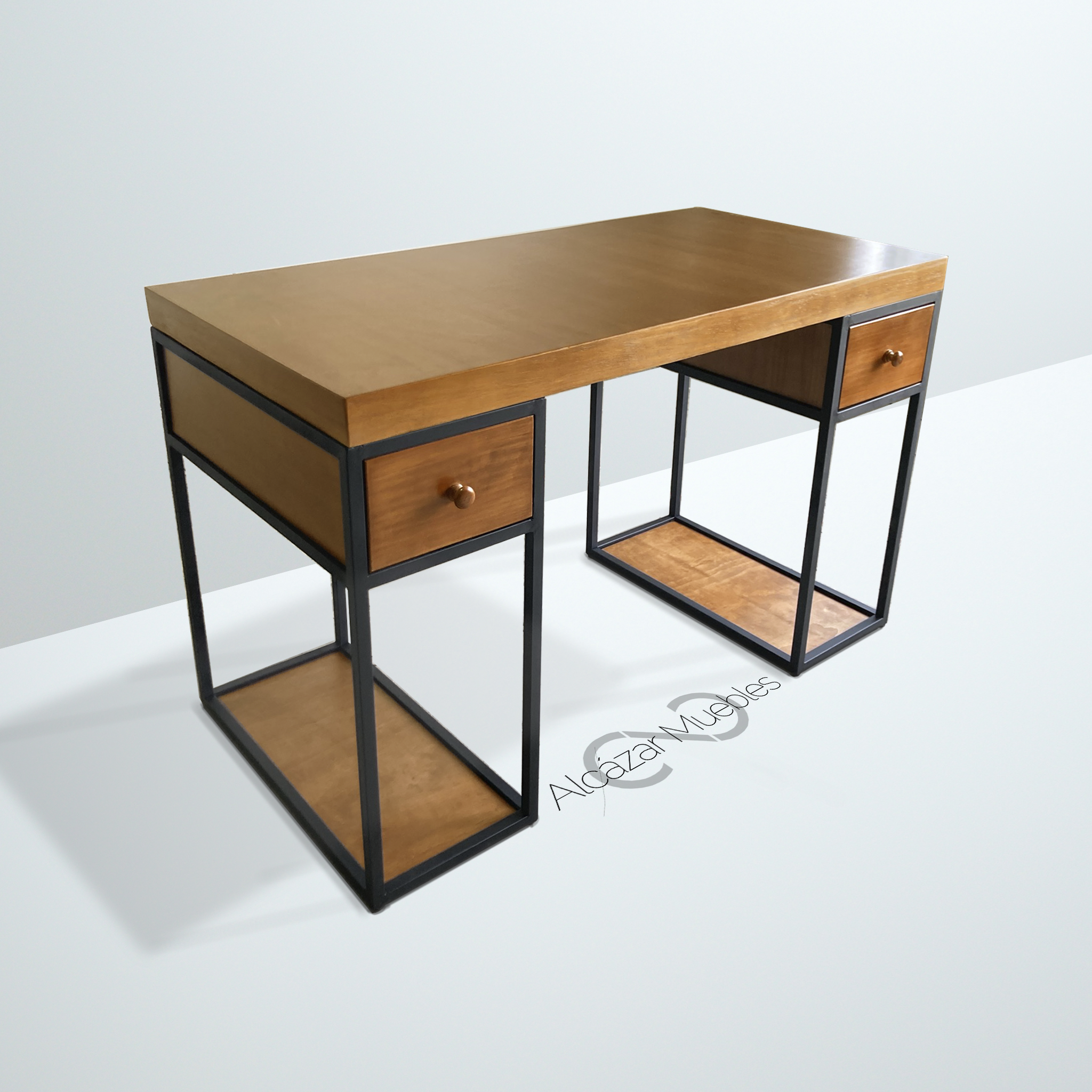 Escritorio Home Office 120 cm 2 cajones de madera. Alcazarmuebles.com