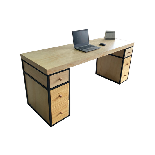 Escritorio Home Office 150 cm 6 cajones minimalista industrial Alcazarmuebles.com