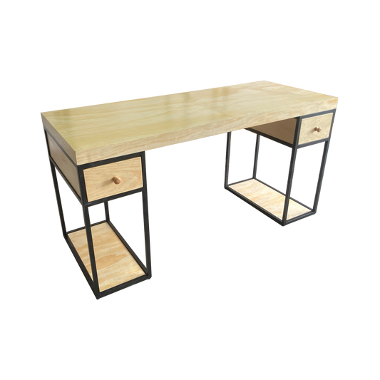 Escritorio Home Office 150 cm 2 cajones estilo Industrial 100% madera Alcazarmuebles.com