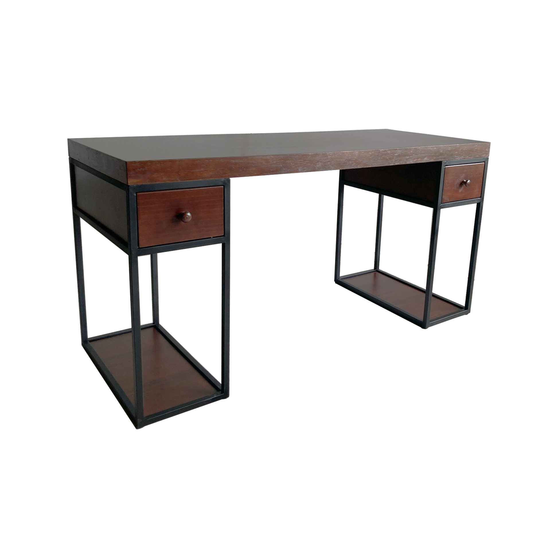 Escritorio Home Office 150 cm 2 cajones estilo Industrial 100% madera Alcazarmuebles.com