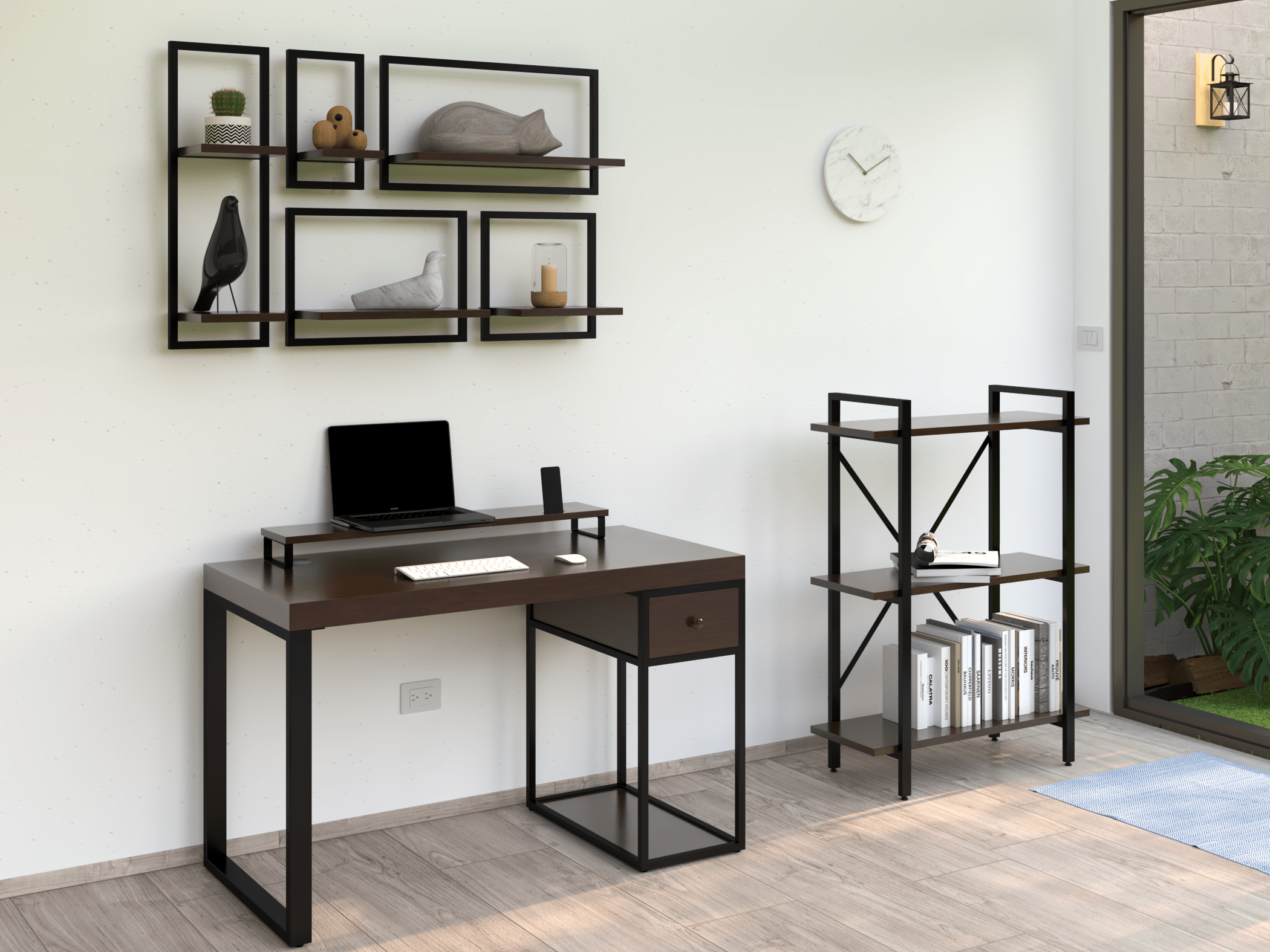 Escritorio Home Office 120 cm 1 Cajón, Madera Sólida 100%. Alcazarmuebles.com