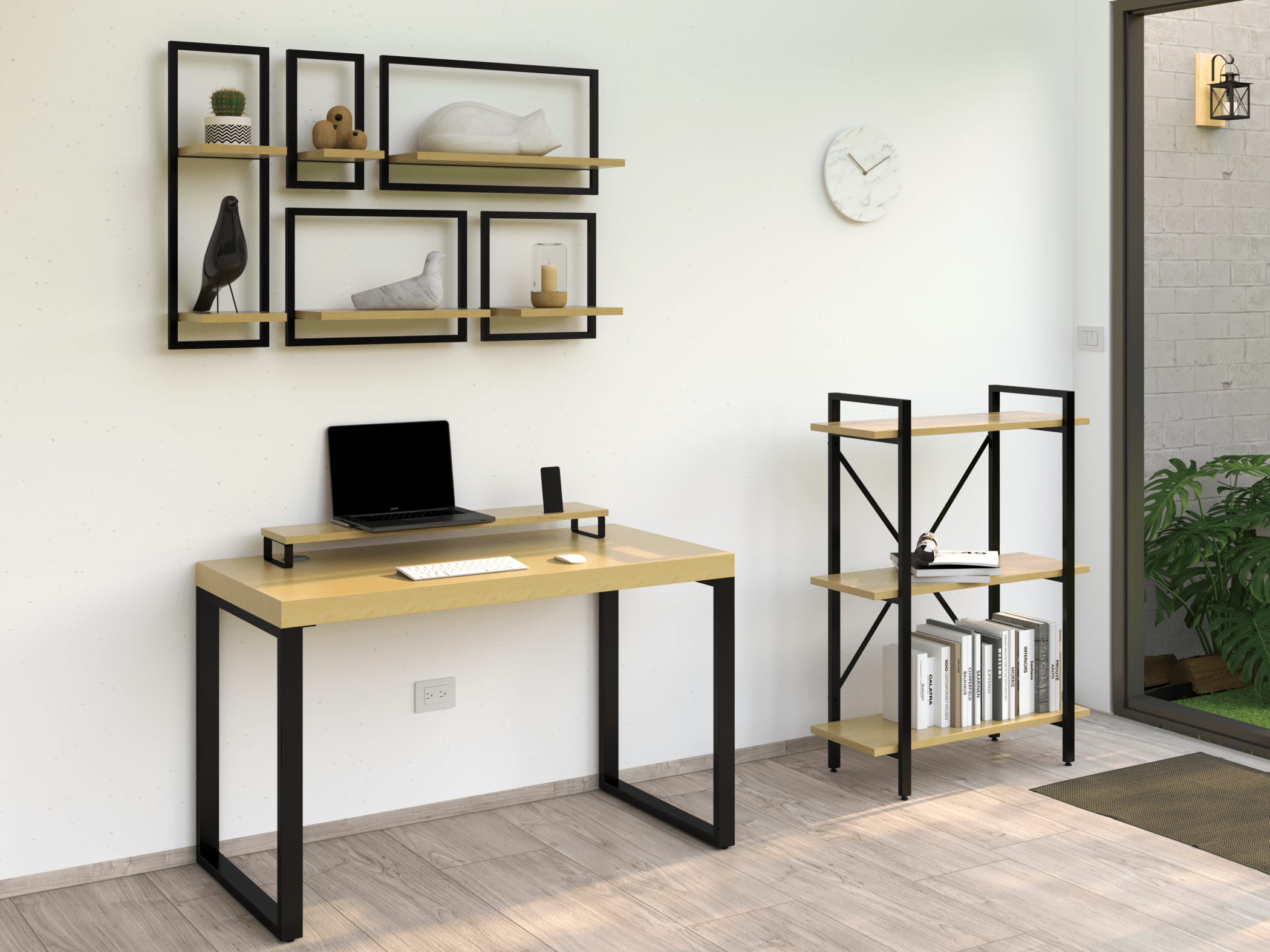 Escritorio Home Office 120 cm 2 soportes de metal AlcazarMuebles.com