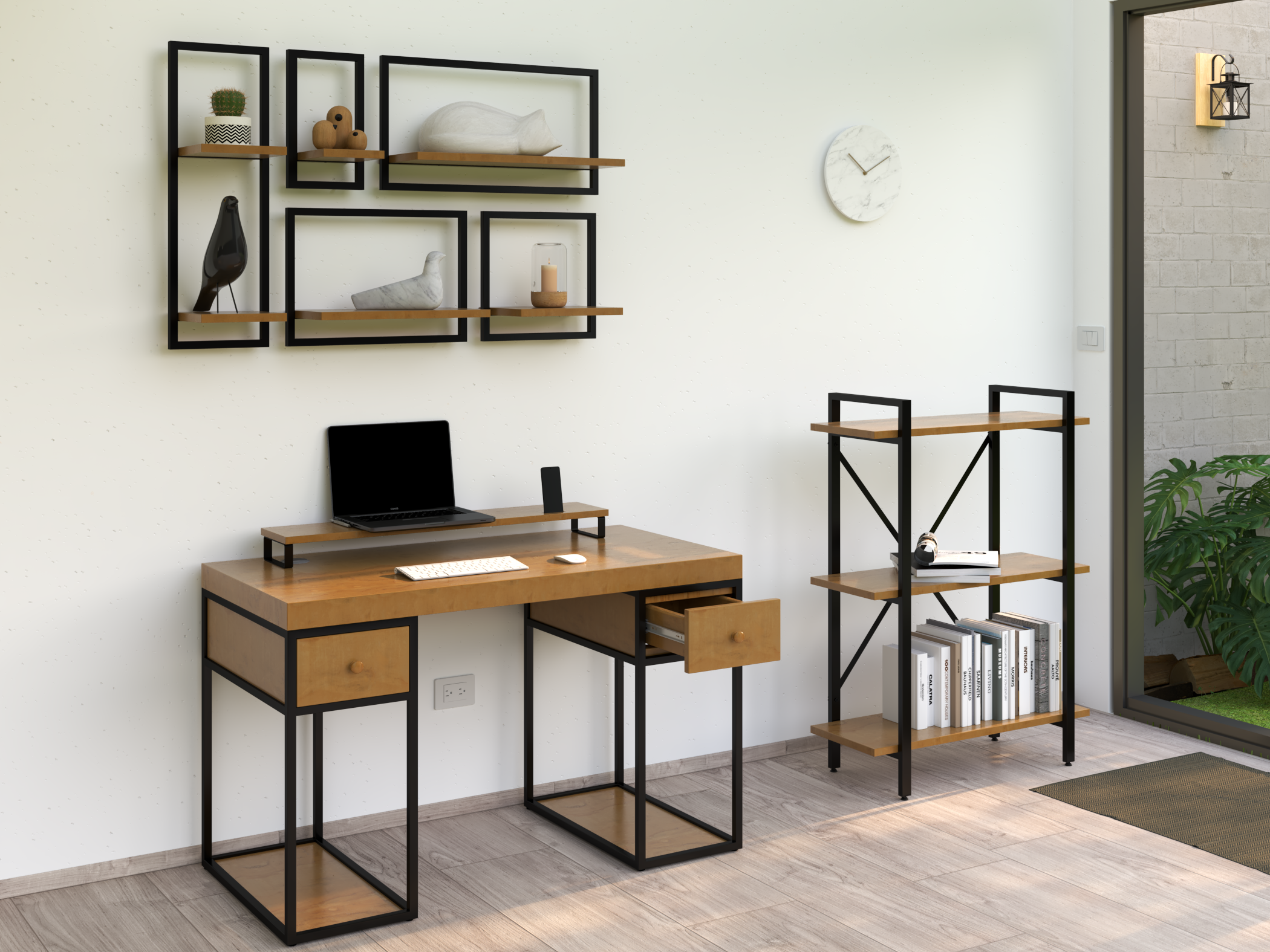 Escritorio Home Office 120 cm 2 cajones de madera. Alcazarmuebles.com