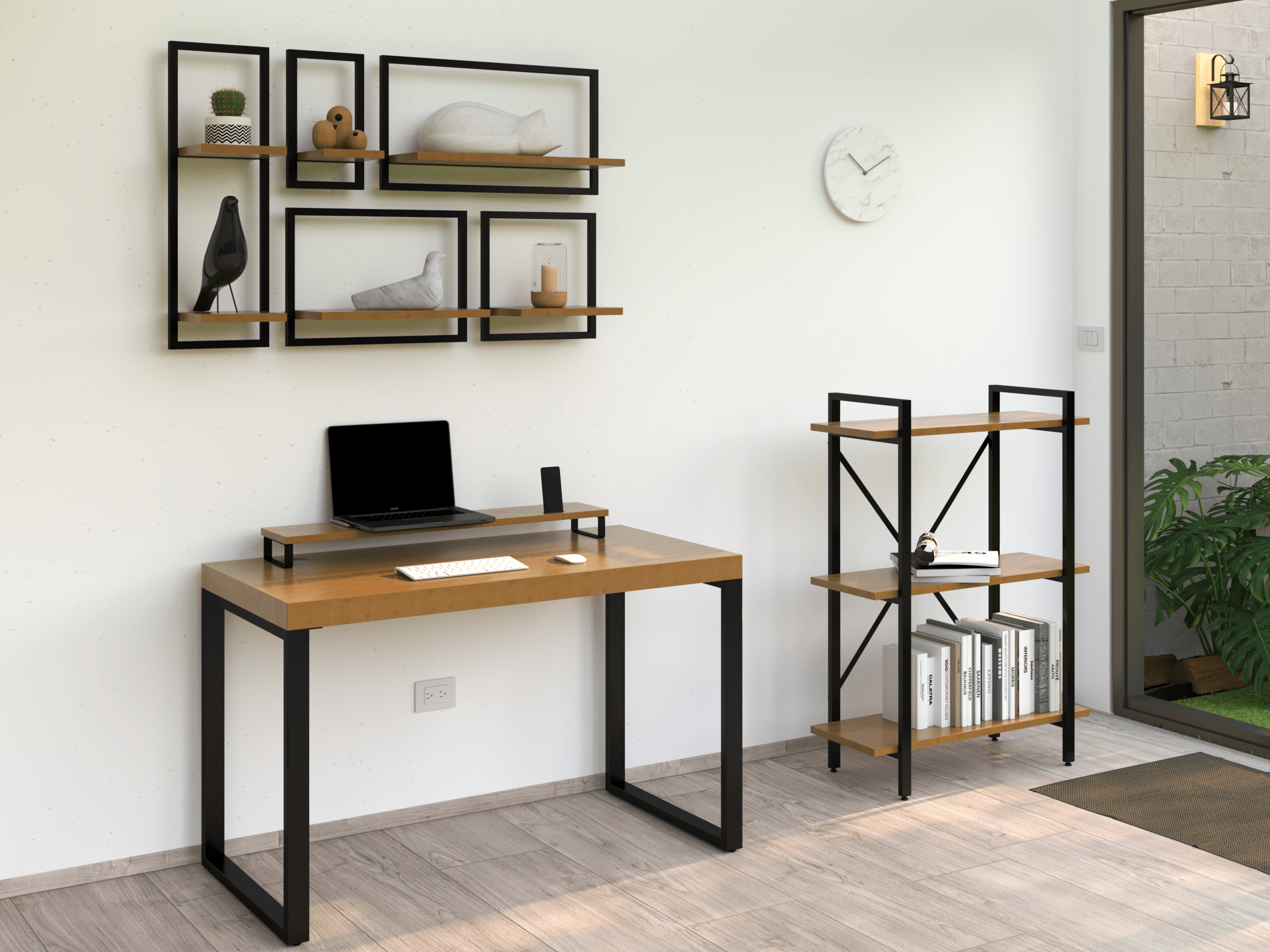 Escritorio Home Office 120 cm 2 soportes de metal AlcazarMuebles.com