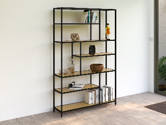 Librero Mod. Roga Industrial Madera de Parota 190x120x33cm AlcazarMuebles.com