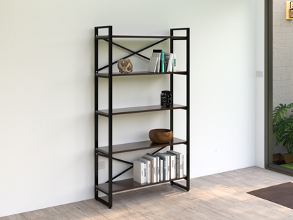Librero industrial metal modelo Fily Nogal Homeoffice alcazarmuebles.com