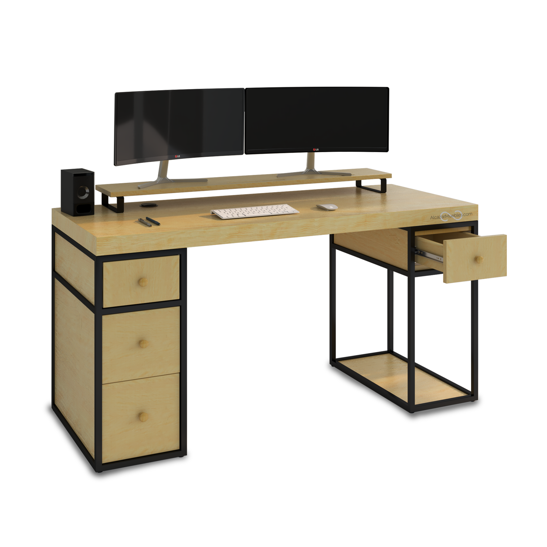 Escritorio Home Office 150 cm 4 cajones minimalista madera Homeoffice Alcazarmuebles.com