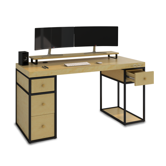 Escritorio Home Office 150 cm 4 cajones minimalista madera