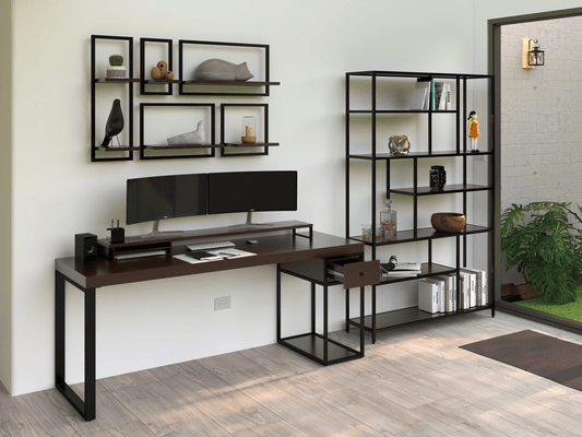 Escritorio Home Office 180 cm 1 cajón Industrial Madera Alcazarmuebles.com