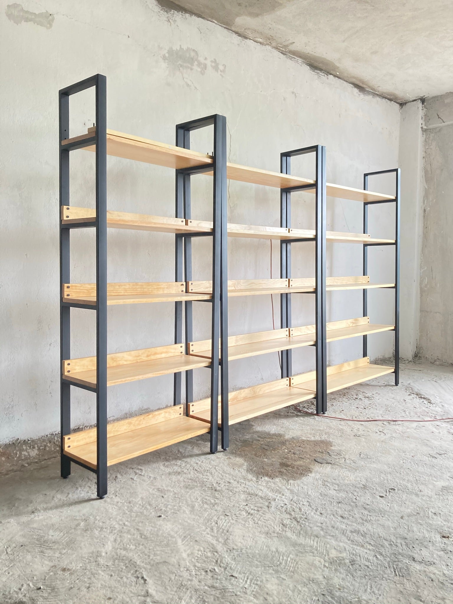 Librero Mod. Bergen 190 x 80 x 33 cm Madera y Metal Estanteria Librero Alcazarmuebles.com