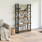 Librero industrial Celta 120 de madera sólida en acabado nogal con estructura de acero negro, 5 niveles, 120 x 185 x 29 cm
