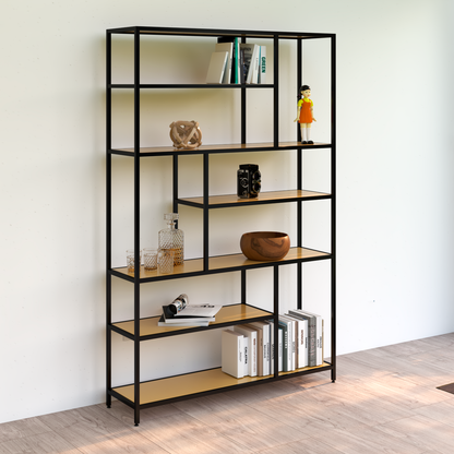 Librero Metal y Madera Industrial Mod. Roga 190x120x33cm Pino natural Mobiliario alcazarmuebles.com