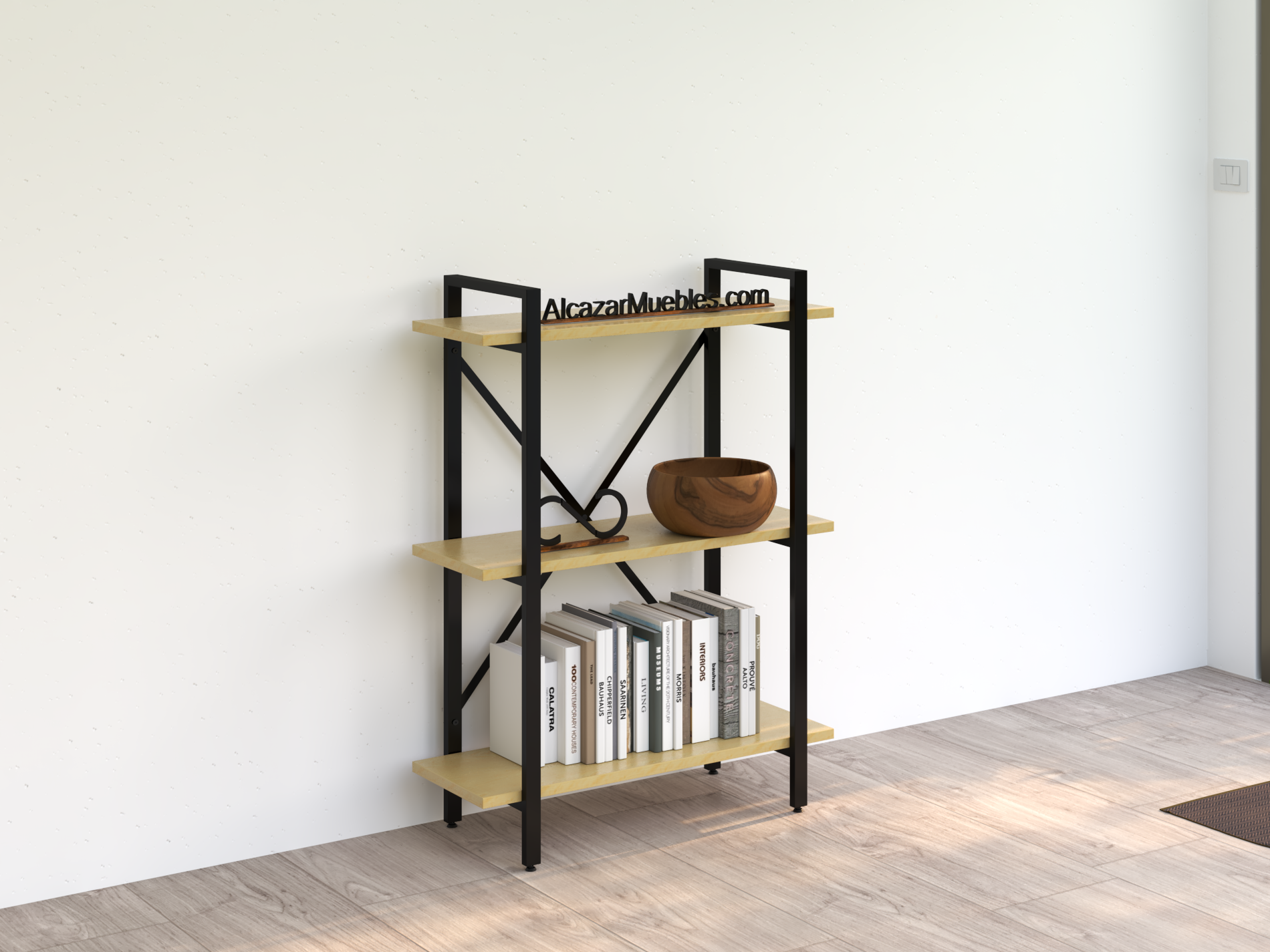 Librero industrial metal modelo West Pino alcazarmuebles.com