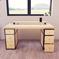 Escritorio Home Office 150 cm 6 cajones minimalista industrial Pino Alcazarmuebles.com