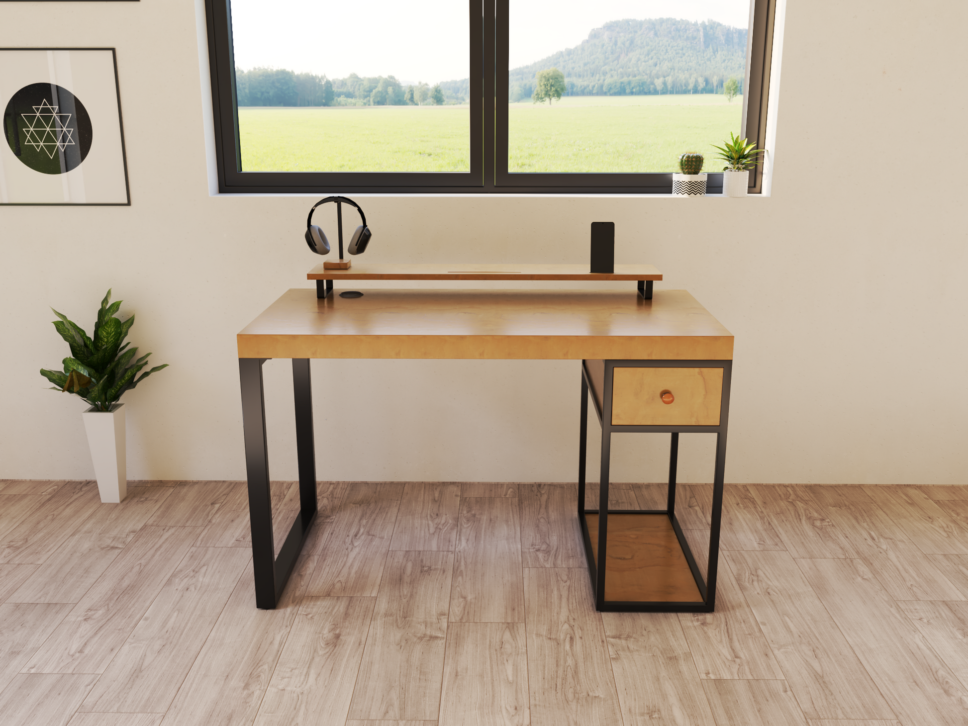 Escritorio Homeoffice 120 cm largo 1 cajon, madera escritorio. –