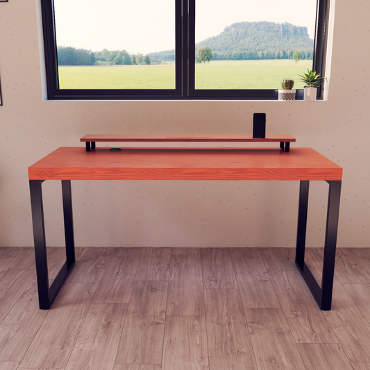 Escritorio Home Office 150 cm 2 soportes sin cajones minimalista Cedro Alcazarmuebles.com