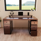Escritorio Home Office 150 cm 6 cajones minimalista industrial Nogal Alcazarmuebles.com