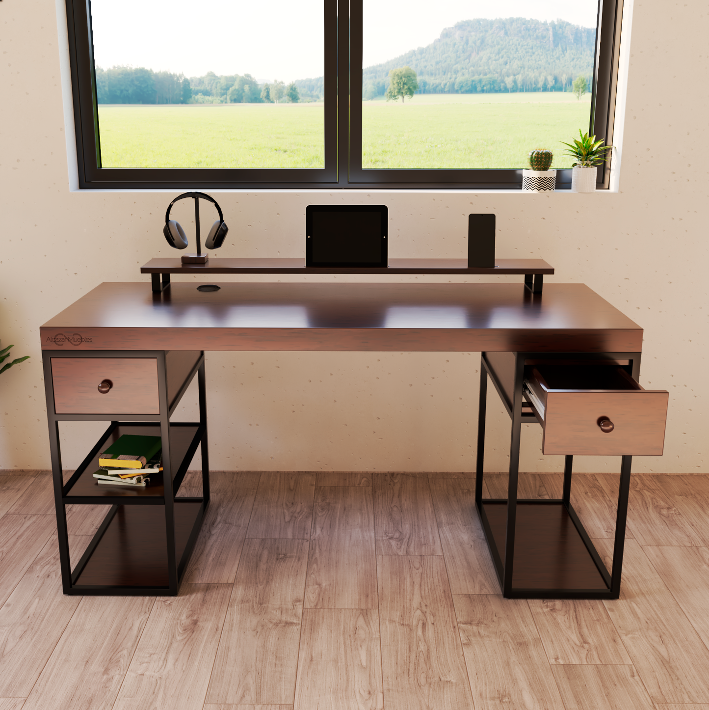 FTHOME Moderno Simple Madera Oficina De Oficina,Espacio-Ahorro