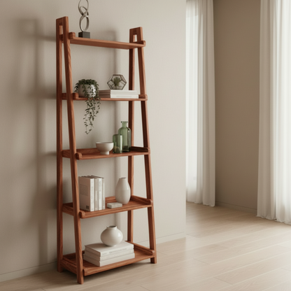 Librero Norland de madera maciza en acabado roble claro estilo nórdico minimalista