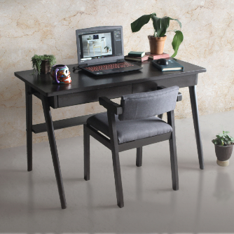 Escritorio De Madera y Silla Tapizada Mod. Santy Chocolate alcazarmuebles.com